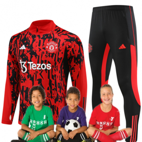 Kid's 23/24 Manchester United Training Suits Red